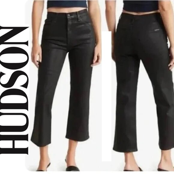 NWT ~ HUDSON NOA BLACK COATED CROPPED JEANS sz 27 - Picture 1 of 13